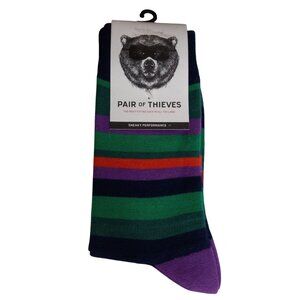 Pair Of Thieves Size 8-12 Socks Mens Sneaky Performance Striped Cotton Blend NEW